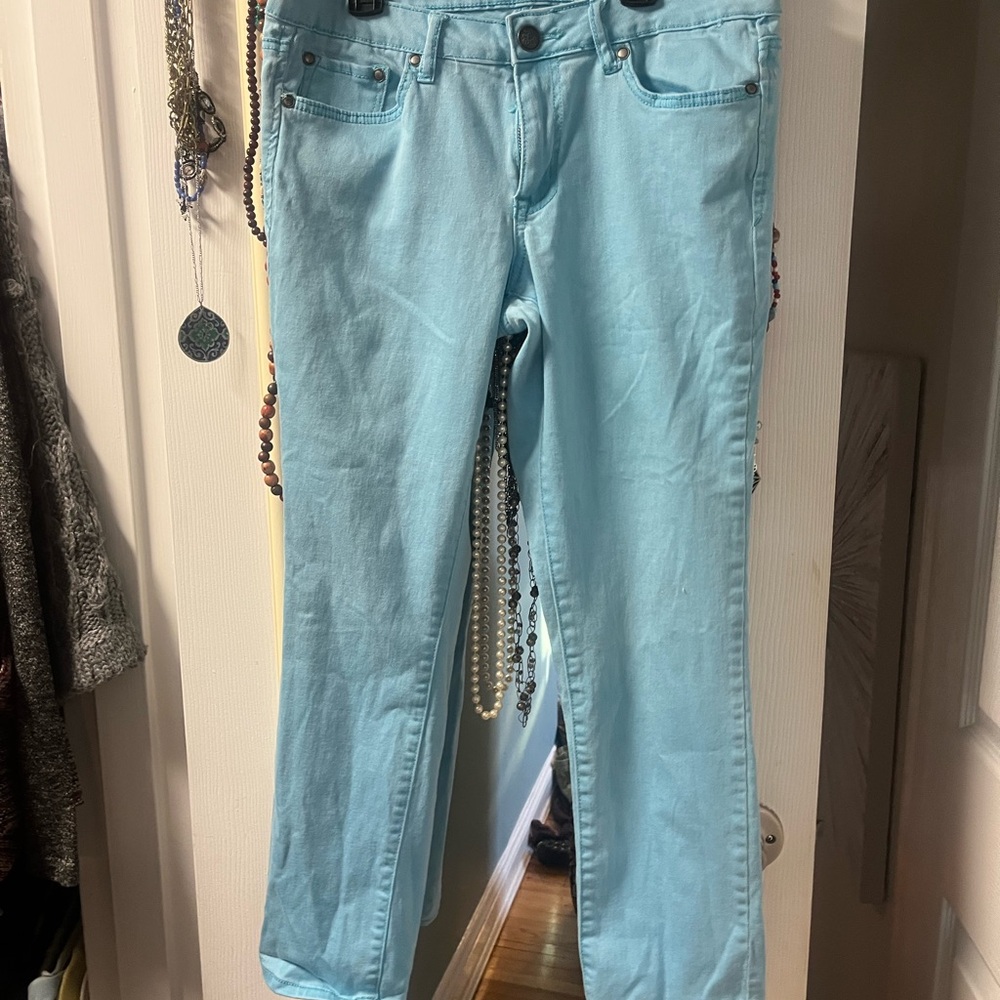 Women's Light Blue cotton Jean capri